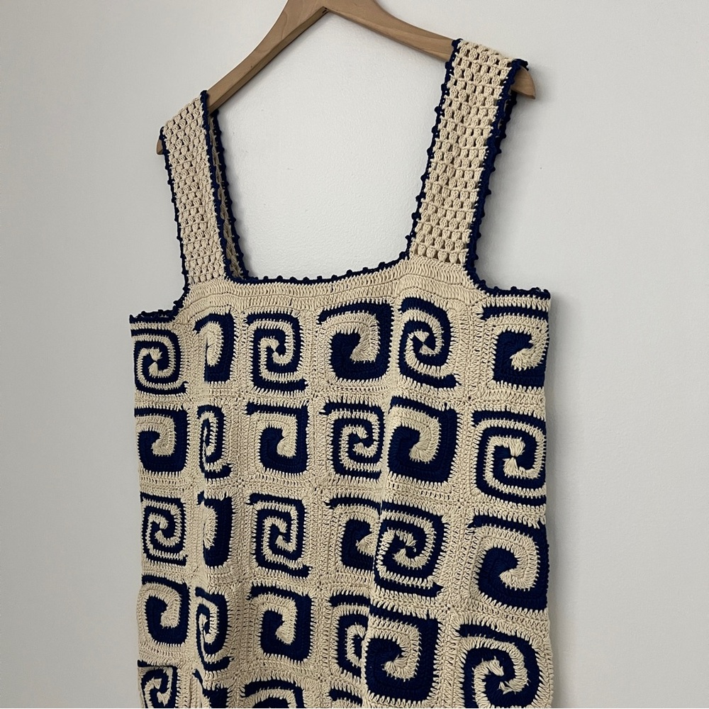 RHODE Blue and Cream Mini Dress - Picture 4 of 9